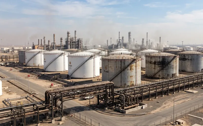 Aboveground storage tanks at a refinery