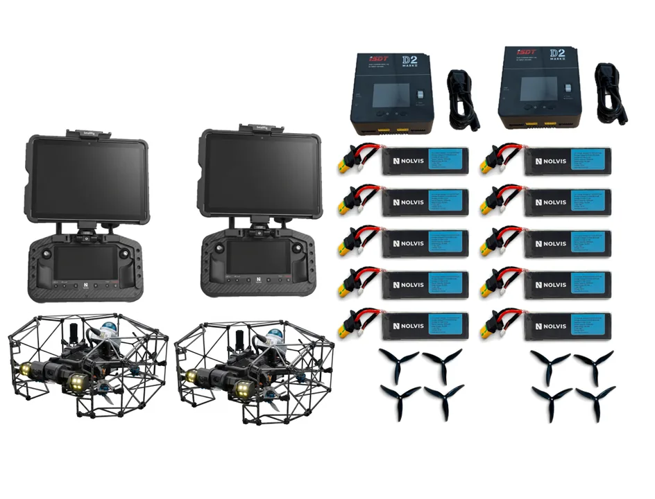 Nolvis X1 Standard kit — two aircraft, controllers, chargers and batteries